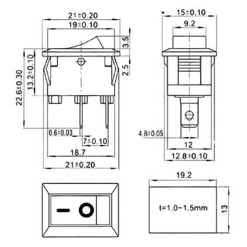 KCD1-101 переключатель 6A 250V 2pin черный — Photo 3