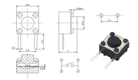 Кнопка тактовая, 6x6x4.3мм. 2pin — Photo 3
