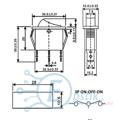 KCD3-102N переключатель клавишный 16A 250V 3pin с подсветкой — Photo 3