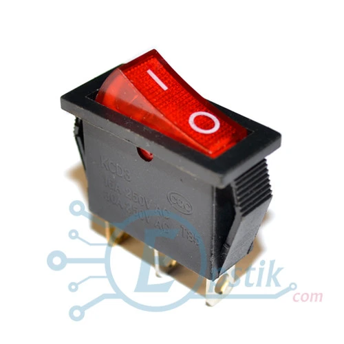 KCD3-102N переключатель клавишный 16A 250V 3pin с подсветкой