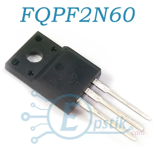 FQPF2N60, Mosfet транзистор N канальный, 600В 1.6А, TO220