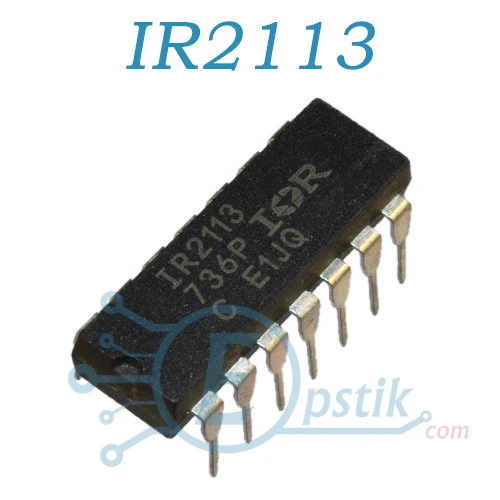 IR2113PBF, ШИМ, драйвер верхнего и нижнего плеча, DIP14