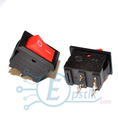 KCD1-101 переключатель 6A 250V 2pin красный